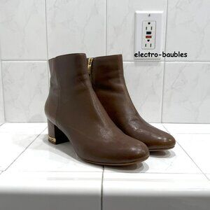 Michael Kors “Sabrina” Size 8M Mocha Leather Bootie w/Chainlink Detail - GUC